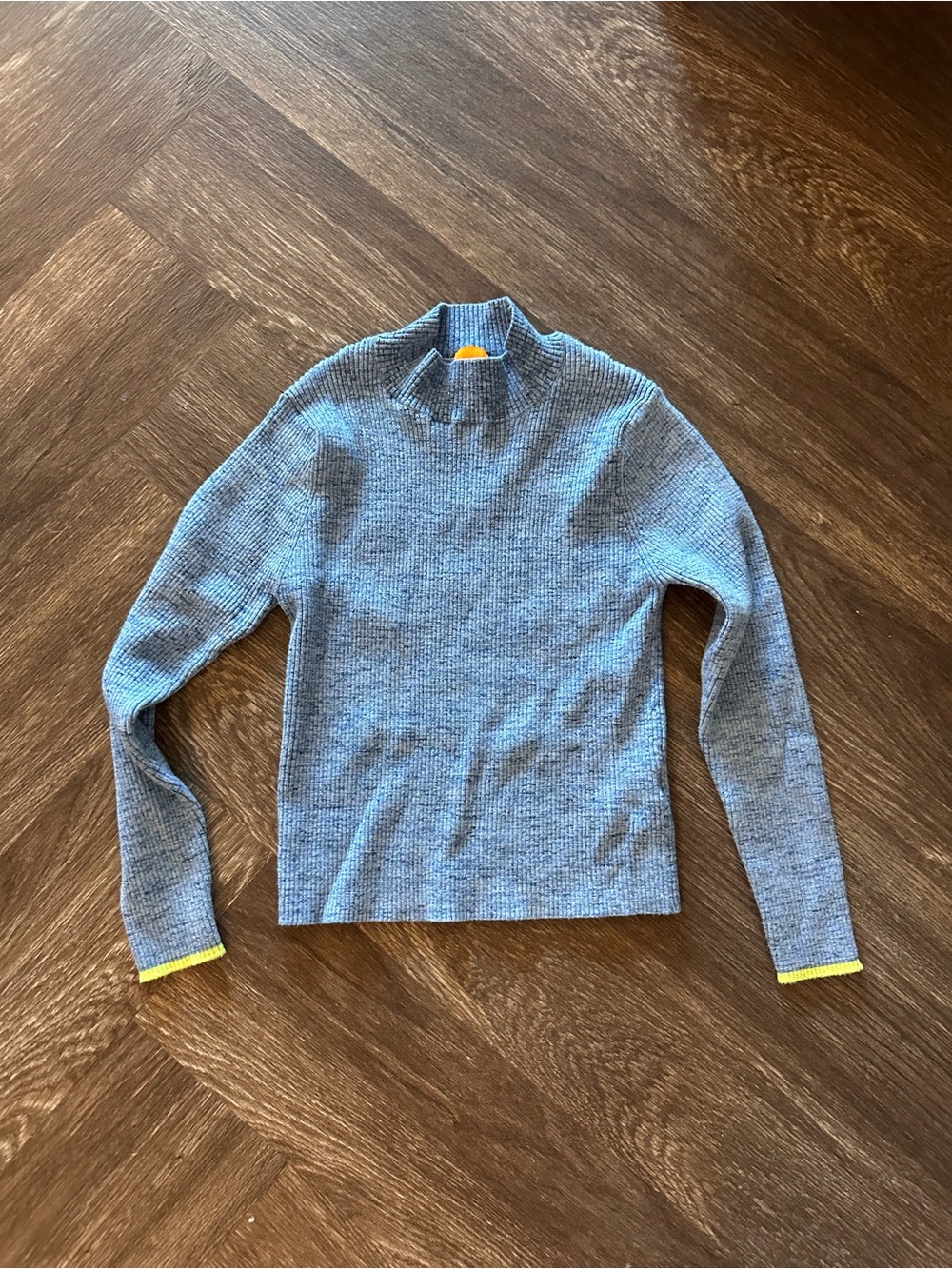 Women's Ribbed Mock Neck Long Sleeve Top with Green Trim